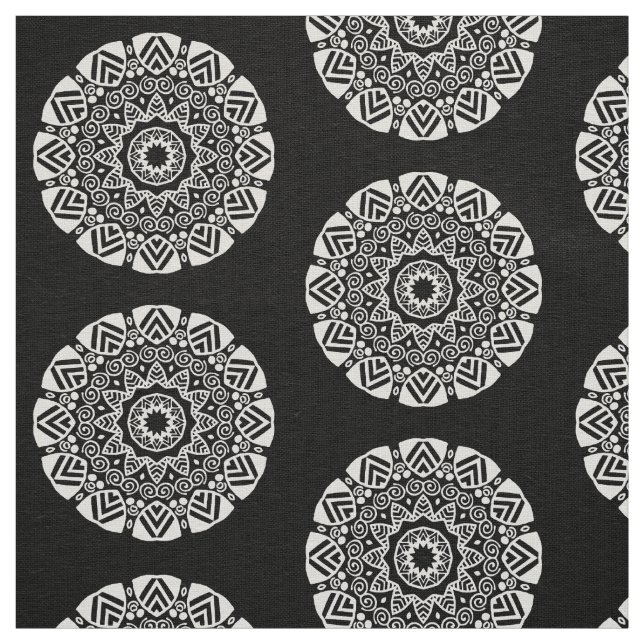 Organic Geometry 024 - White on Black Fabric (Swatch)