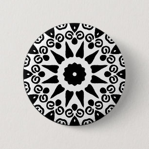 Organic Geometry 02 - Black on White 6 Cm Round Badge
