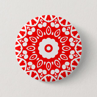Organic Geometry 03 - White on Red 6 Cm Round Badge
