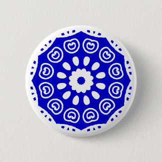 Organic Geometry 05 - White and Royal Blue 6 Cm Round Badge