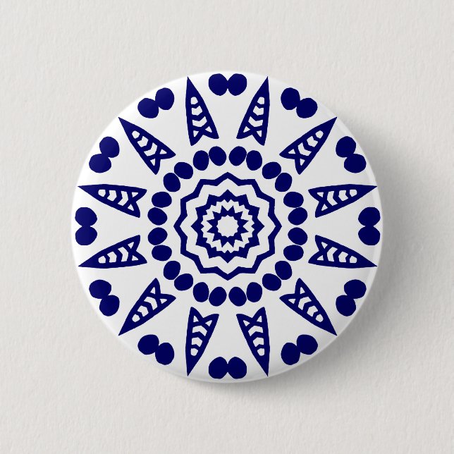 Organic Geometry 08 - Deep Navy on White 6 Cm Round Badge (Front)