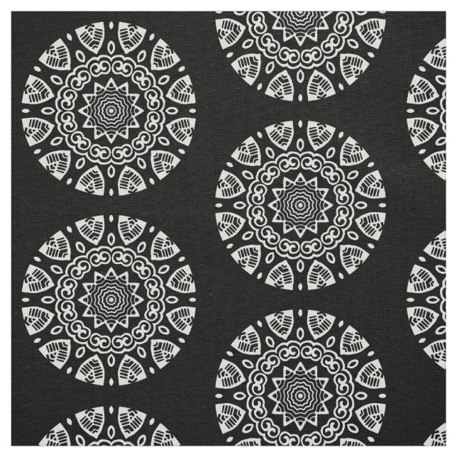Organic Geometry  - White on Black Fabric (Swatch)