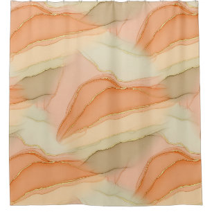 Organic Gold Marble Warm Neutral Abstract Shower Curtain