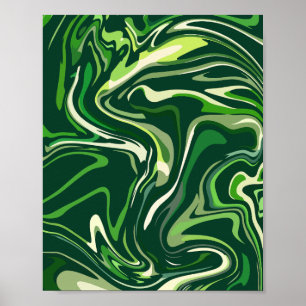 Organic Green Abstract with Fluid Motion Poster