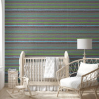 Organic Green Blue Horizontal Boho Stripes