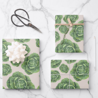 Organic Green Cabbage Design  Wrapping Paper Sheet