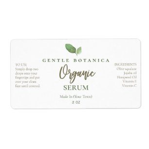Organic Green Leaf Logo Face Serum Labels