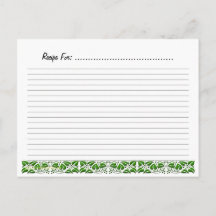 organic Green Leaves Recipe Card Template