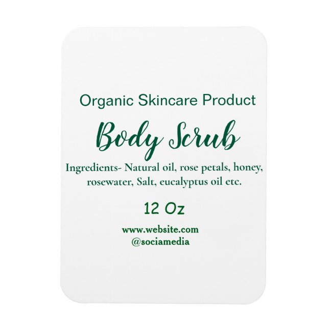 Organic green nature body scrub butter add name in magnet (Vertical)