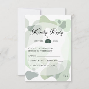 Organic Greenery Geometric Abstract Wedding RSVP Card