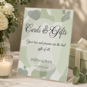 Organic Greenery Geometric Wedding Cards Gifts Pedestal Sign