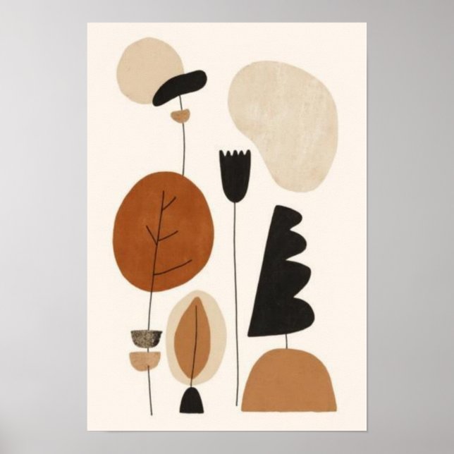 Organic Harmony | Abstract Botanical Mid-Century  Poster (Front)
