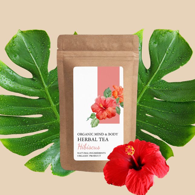 Organic Hibiscus Herbal Tea Business Label (Creator Uploaded)