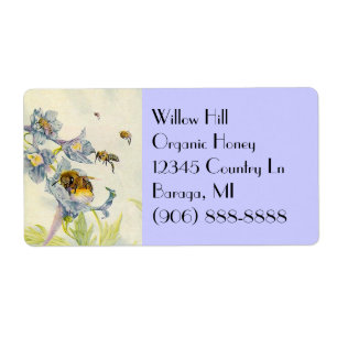 Organic Honey Bees Morning Glory Flowers Labels