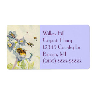Organic Honey Bees Morning Glory Flowers Labels
