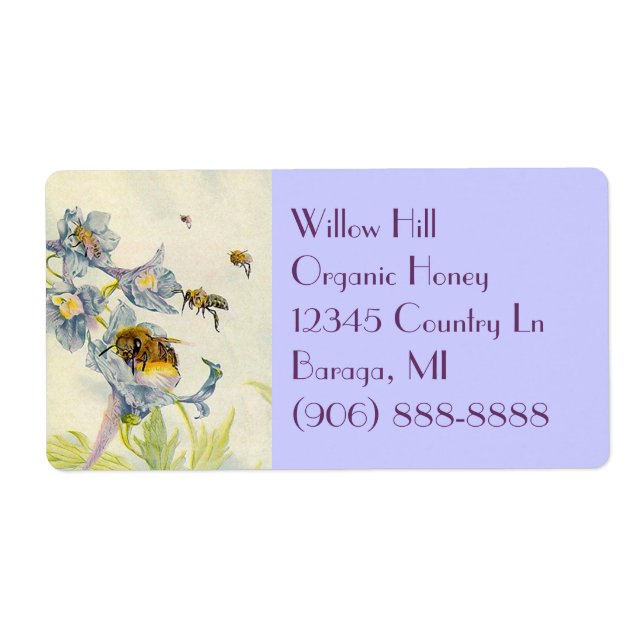 Organic Honey Bees Morning Glory Flowers Labels (Front)