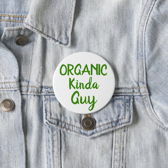 Organic Kinda Guy Green White Round Button Pins (In Situ)
