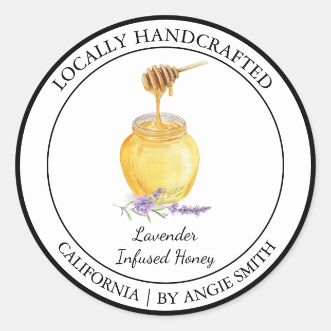 Organic Lavender Infused Honey Modern label (Front)