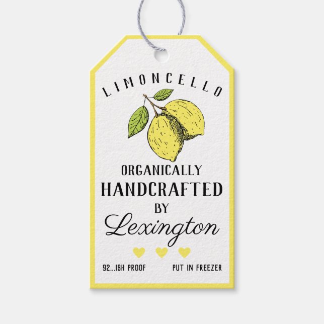Organic Limoncello Liqueur Bottle Hang Tag | (Front)
