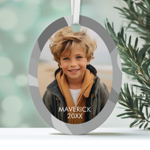 Organic Line Abstract Art - 1 Photo Grey Shades Metal Tree Decoration