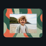 Organic Line Abstract Art - 1 Photo Jade Coral Magnet<br><div class="desc">An organic abstract line art with green and coral colours. The modern design highlights your favourite photo for the Christmas season. The front also includes a calligraphy font for the greeting and a simple abstract art pattern on the back. If you need to move anything around, click on the customise...</div>