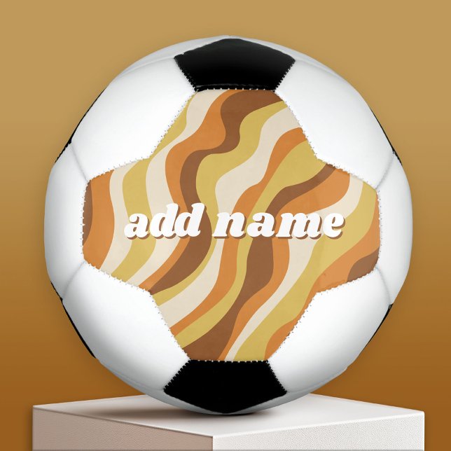 Organic Line Abstract Art - Add Name Honey Colours Soccer Ball (Custom Soccer Ball)