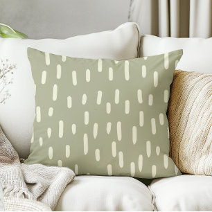 Organic Lines on Sage Green Minimalist Neutral Cushion