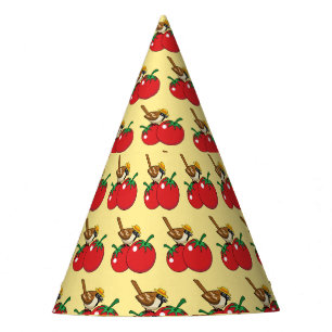 Organic Lover Sparrow Eating Red Tomato Party Hat