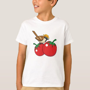 Organic Lover Sparrow Eating Red Tomato T-Shirt