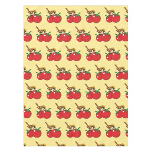 Organic Lover Sparrow Eating Red Tomato Tablecloth