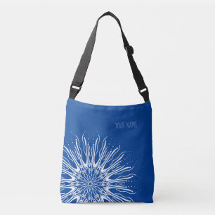 Organic mandala on blue crossbody bag