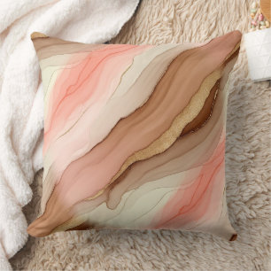 Organic Marble Texture with Burnt Earth and Gold Cushion