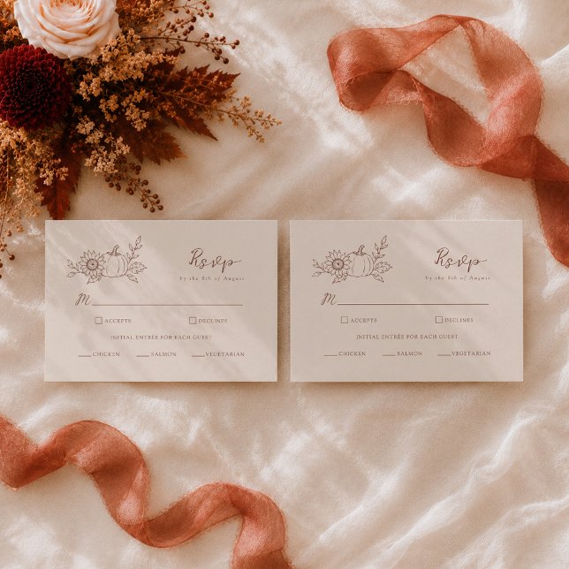 Organic Minimalist Fall Pumpkin Wedding RSVP Enclosure Card (Creator Uploaded)