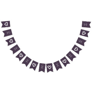 Organic minimalist natural wedding Purple EDITABLE Bunting