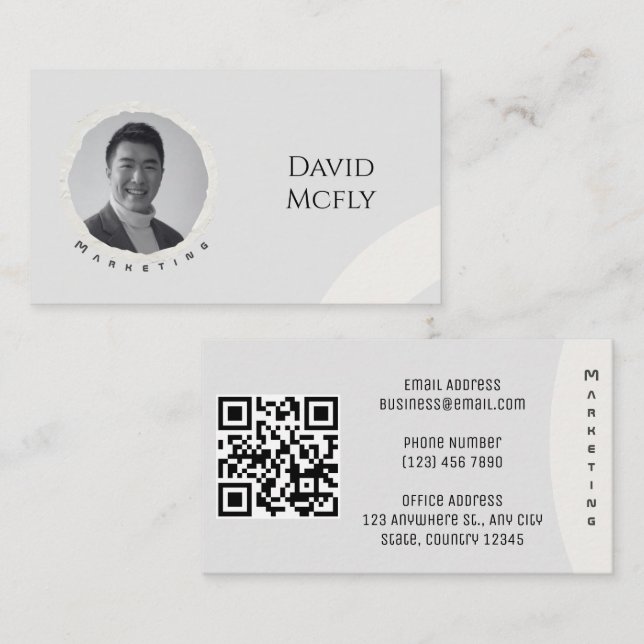 Organic Minimalist with QR Code Business Card (Front/Back)