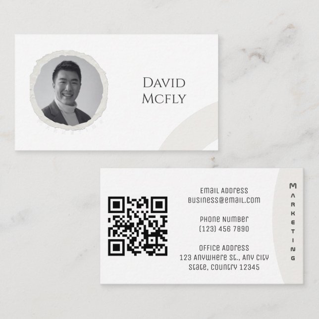 Organic Minimalist with QR Code Business Card (Front/Back)
