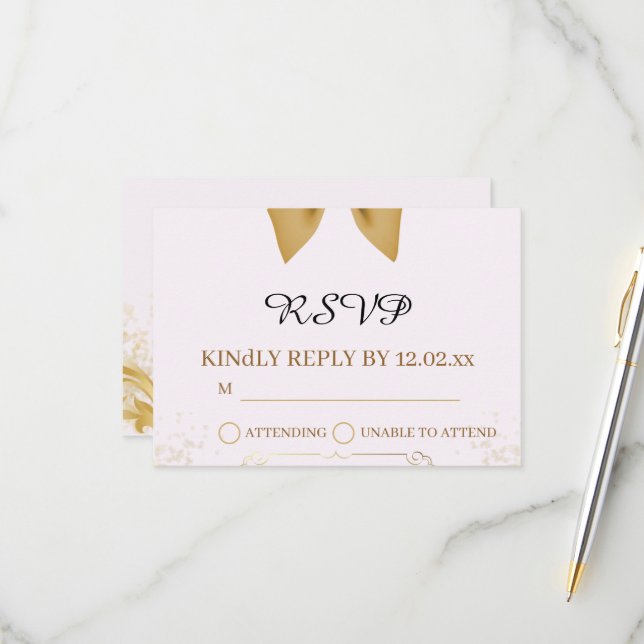Organic Modern Wedding RSVP Card  (Front/Back In Situ)