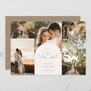 Organic Monogram 5 Photo Holiday Card