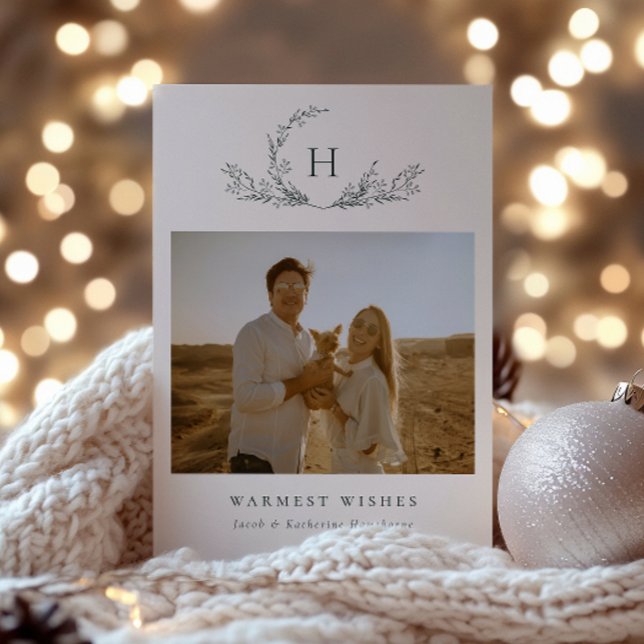 Organic Monogram Photo Holiday Card (Creator Uploaded)