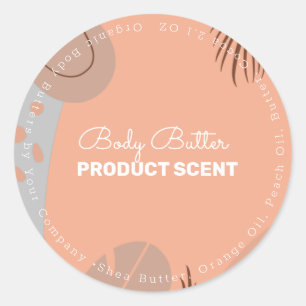 Organic Motif Leaf Body Butter Bath Soap Branding Classic Round Sticker