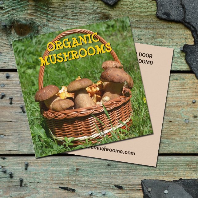 Organic Mushrooms Delivery,  Farm Square  Square Business Card (Creator Uploaded)