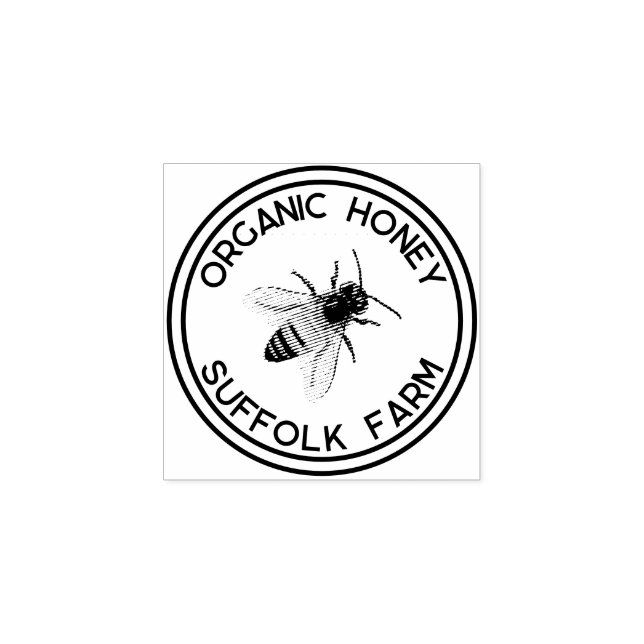 Organic Natural Honey Bee Simple  Rubber Stamp (Imprint)
