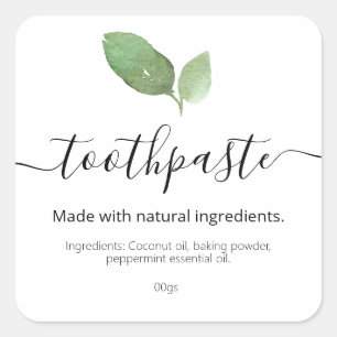 Organic Natural Ingredient Toothpaste Square Sticker