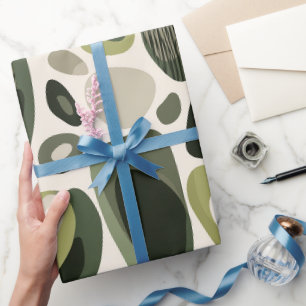 Organic Nature Green Olive Beige Abstract Pattern Wrapping Paper