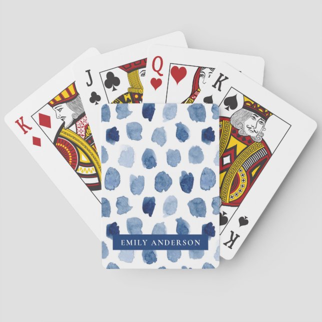 ORGANIC NAVY BLUE INDIGO DOTS TIE DYE PATTERN PLAYING CARDS (Back)