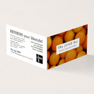 Organic Oranges, Juice Bar, Detailed Business Card