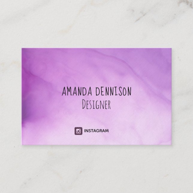 Organic Orchid Ink Watercolor Business Card (Front)