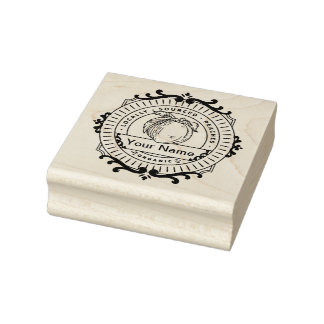 Organic Peaches Fruits Rubber Stamp