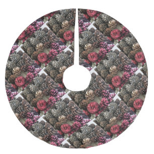 Organic Pine Cone Holiday Ornaments Painting Brushed Polyester Tree Skirt