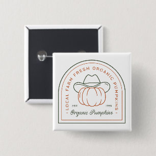 Organic pumpkin country farm fall season western 15 Cm Square Badge
